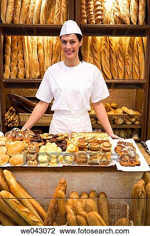 Stock Image - baker, bread, bakery, Baker's shop, 30's. Fotosearch