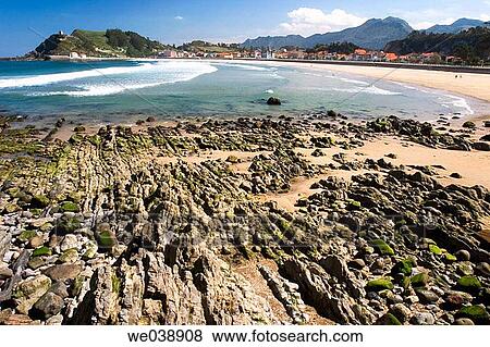 Beach, Ribadesella. Asturias, Spain View Large Photo Image Stock Photo - Beach, Ribadesella. Asturias, Spain. Fotosearch