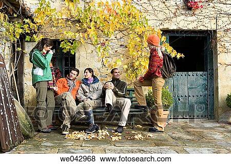 bench, chat, autumn View Large Photo Image Stock Photo - bench, chat, autumn. Fotosearch