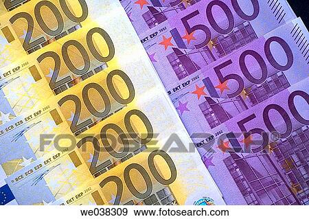 Stock Photo - bill, 500, banknote, background, arrangement, 200. Fotosearch