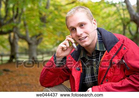blond, cell phone, calling, autumn View Large Photo Image Stock Photo - blond, cell phone, calling, autumn. Fotosearch