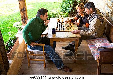 Stock Image - Board game, chess, autumn. Fotosearch