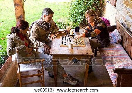 Stock Photo - Board game, chess, autumn. Fotosearch