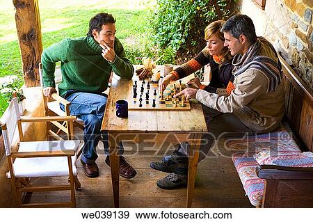 Stock Photo - Board game, chess, autumn. Fotosearch