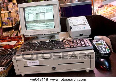 Stock Photo - business, Cash register, Close-up, commerce, concept. Fotosearch