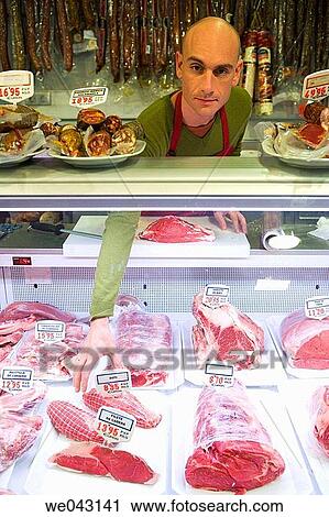 butcher, Butcher's shop, 30's View Large Photo Image Stock Image - butcher, Butcher's shop, 30's. Fotosearch