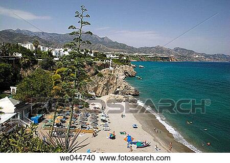 Stock Image - Calahonda beach, Nerja. Axarqu? a, Costa del Sol, Mßlaga province. Andalusia, Spain. Fotosearch