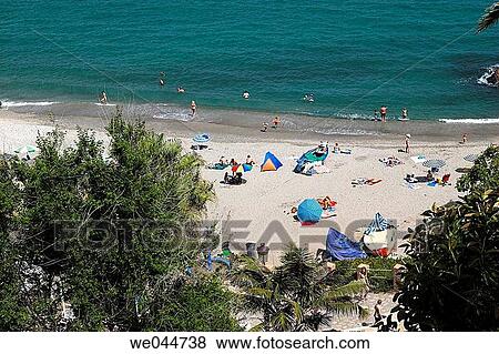 Calahonda Plage Nerja Axarqu A Costa Del Sol Mßlaga Province Andalousie Espagne Banque De Photo