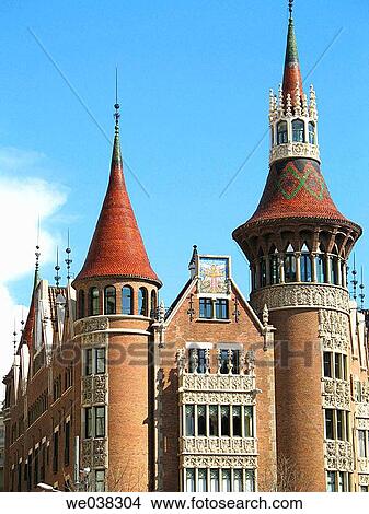 Casa Terrades (aka Casa de les Punxes, 1903-05) by Josep Puig i Cadafalch at Diagonal Avenue. Barcelona. Spain View Large Photo Image Picture - Casa Terrades (aka Casa de les Punxes, 1903-05) by Josep Puig i Cadafalch at Diagonal Avenue. Barcelona. Spain. Fotosearch