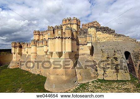 Castle of Coca (14th century). Segovia province, Castilla-Le? n, Spain View Large Photo Image Picture - Castle of Coca (14th century). Segovia province, Castilla-Le? n, Spain. Fotosearch