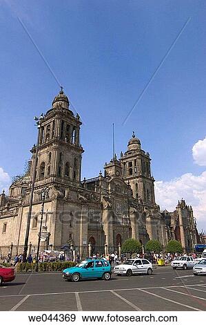 Stock Photo - Cathedral on the Z? calo Square, Mexico City. Mexico. Fotosearch