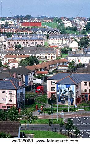 Catholic quarter and protest bills painted in buildings fa? ades. Derry Northern Ireland. View Large Photo Image Stock Photo - Catholic quarter and protest bills painted in buildings fa? ades. Derry Northern Ireland.. Fotosearch