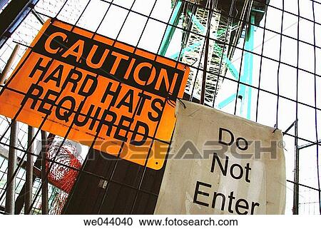 Caution, do not enter signs on fence at bridge construction area Vancouver BC Canada View Large Photo Image Stock Image - Caution, do not enter signs on fence at bridge construction area Vancouver BC Canada. Fotosearch