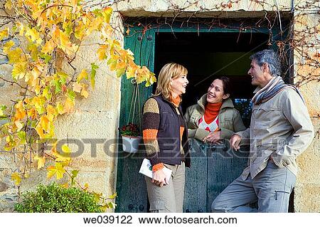 chat, companionship, autumn View Large Photo Image Stock Image - chat, companionship, autumn. Fotosearch