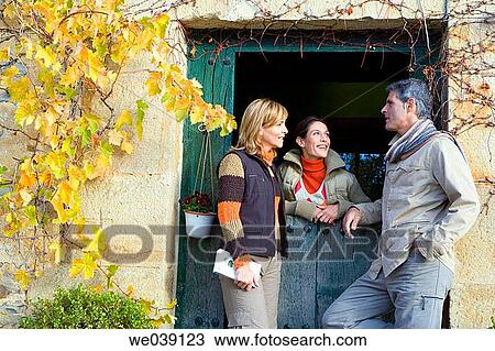 chat, companionship, autumn View Large Photo Image Stock Image - chat, companionship, autumn. Fotosearch
