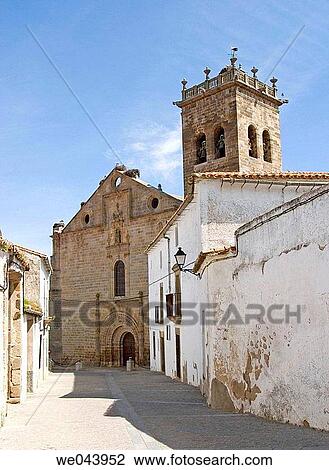 Stock Image - Church of Santa Maria. Brozas, Cßceres province. Extremadura. Spain. Fotosearch