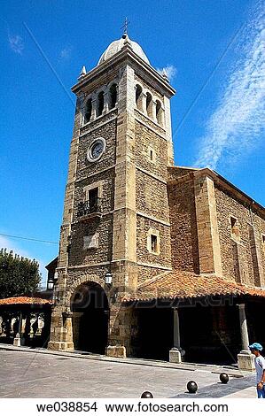 Church of Santa Maria, Luanco, Asturias. Spain. View Large Photo Image Picture - Church of Santa Maria, Luanco, Asturias. Spain.. Fotosearch