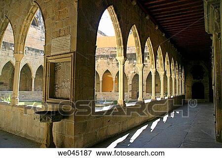 Stock Photo - Cloister of cathedral, Tortosa. Tarragona province, Catalonia, Spain. Fotosearch