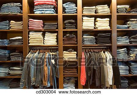 Picture - clothes, contemporary, commerce, Clothing store, arrangement. Fotosearch