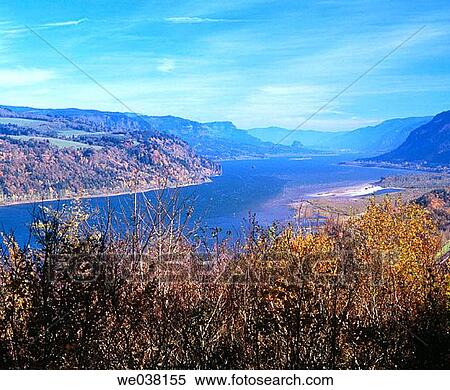 Stock Photography - Columbia River (looking east from Corbet), Columbia River Gorge National Scenic Area. Multnomah County, Oregon, USA. Fotosearch
