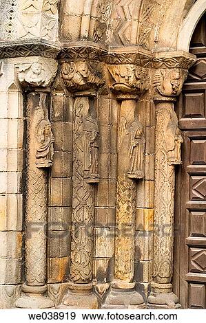 Columns and capitals, romanesque main front of Santa Maria de la Oliva church, Villaviciosa. Asturias, Spain View Large Photo Image Stock Photo - Columns and capitals, romanesque main front of Santa Maria de la Oliva church, Villaviciosa. Asturias, Spain. Fotosearch
