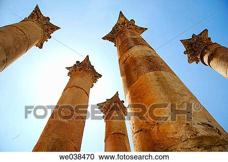 Columns of the Temple of Artemis, archaeological site of Jerash. Jordan View Large Photo Image Stock Image - Columns of the Temple of Artemis, archaeological site of Jerash. Jordan. Fotosearch
