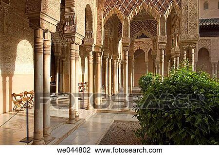 Courtyard of the Lions, Alhambra. Granada. Spain View Large Photo Image Stock Image - Courtyard of the Lions, Alhambra. Granada. Spain. Fotosearch