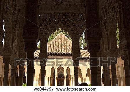 Stock Photo - Courtyard of the Lions, Alhambra. Granada. Spain. Fotosearch
