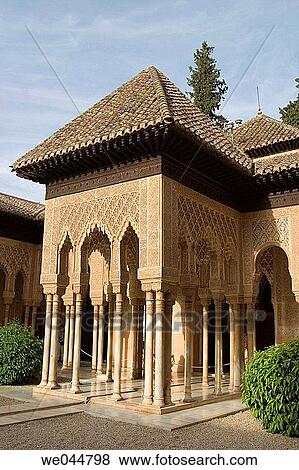 Courtyard of the Lions, Alhambra. Granada. Spain View Large Photo Image Stock Photo - Courtyard of the Lions, Alhambra. Granada. Spain. Fotosearch