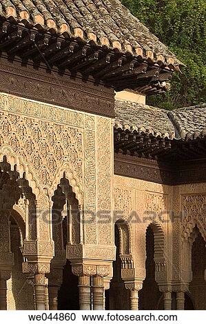 Courtyard of the Lions, Palacios Nazaries. Alhambra. Granada. Spain View Large Photo Image Stock Image - Courtyard of the Lions, Palacios Nazaries. Alhambra. Granada. Spain. Fotosearch