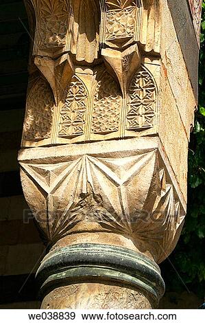 Stock Photo - Detail of column in the Azem palace, Damascus. Syria. Fotosearch