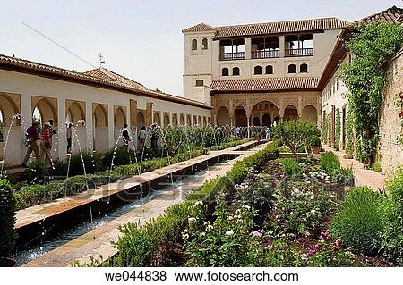 El Generalife gardens and palace. La Alhambra. Granada. Spain View Large Photo Image Stock Photo - El Generalife gardens and palace. La Alhambra. Granada. Spain. Fotosearch