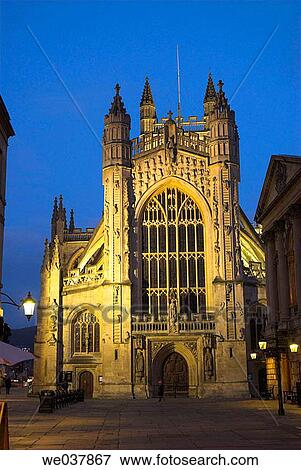 England, Somerset, Bath, abbey, dusk View Large Photo Image Stock Photo - England, Somerset, Bath, abbey, dusk. Fotosearch