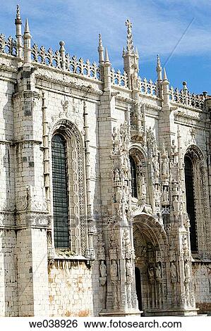 Stock Photograph - Exterior facade of the Monastery of St Jeronimo (Hieronymite Monastery) in Belem. Lisbon. Portugal. Fotosearch