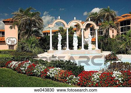 Fountains, arches, sculptures and condominiums at the San Remo Club in Redington Beach, Florida, USA. View Large Photo Image Stock Image - Fountains, arches, sculptures and condominiums at the San Remo Club in Redington Beach, Florida, USA.. Fotosearch