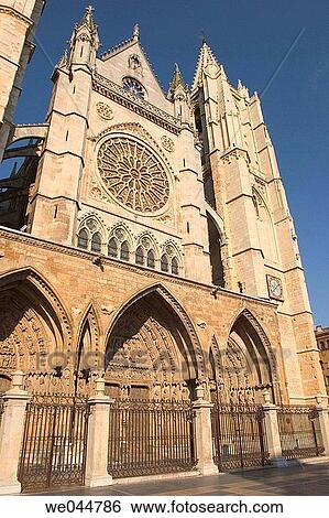 Gothic cathedral (13th century), Le? n. Castilla-Le? n, Spain View Large Photo Image Stock Photograph - Gothic cathedral (13th century), Le? n. Castilla-Le? n, Spain. Fotosearch