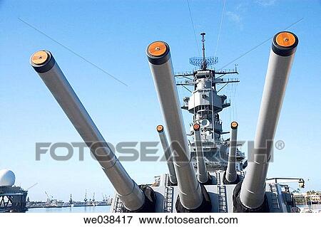 Guns, USS Missouri battleship, Pearl Harbor, Oahu, Hawaii View Large Photo Image Stock Photo - Guns, USS Missouri battleship, Pearl Harbor, Oahu, Hawaii. Fotosearch