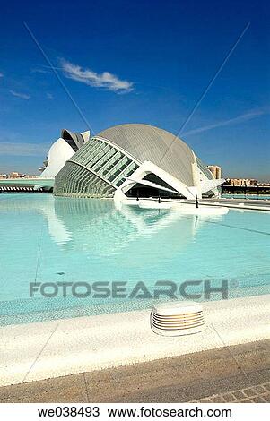 Hemisferic (planetarium and cinema), City of Arts and Sciences by S. Calatrava. Valencia, Comunidad Valenciana, Spain View Large Photo Image Stock Image - Hemisferic (planetarium and cinema), City of Arts and Sciences by S. Calatrava. Valencia, Comunidad Valenciana, Spain. Fotosearch