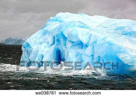 Stock Image - Intensely blue icebergs adrift around the South Orkney Islands, Antarctica. Fotosearch