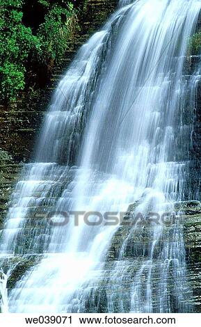 Stock Image - Mokau falls. Urewera National Park. North Island. New Zealand. Fotosearch