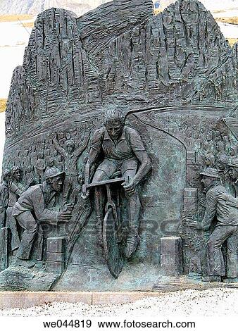 Stock Photo - Monument dedicated to Fausto Coppi. Pordoi pass. Dolomites. Alps. Veneto. Italy. Fotosearch