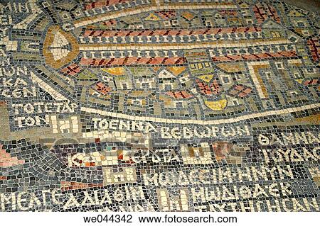 Mosaic map of Holy Land (c. 560) in the Greek Orthodox Basilica of Saint George, Madaba. Jordan View Large Photo Image Stock Image - Mosaic map of Holy Land (c. 560) in the Greek Orthodox Basilica of Saint George, Madaba. Jordan. Fotosearch