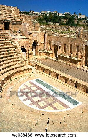 North theatre, archaeological site of Jerash. Jordan View Large Photo Image Stock Photo - North theatre, archaeological site of Jerash. Jordan. Fotosearch