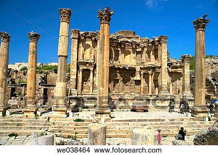 Nymphaeum, archaeological site of Jerash. Jordan View Large Photo Image Picture - Nymphaeum, archaeological site of Jerash. Jordan. Fotosearch