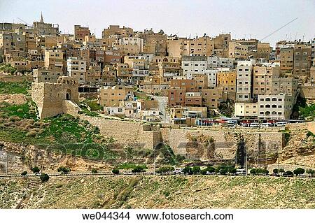 Outer walls of Kerak fortified castle built by French crusaders in the 1140? s. Jordan View Large Photo Image Picture - Outer walls of Kerak fortified castle built by French crusaders in the 1140? s. Jordan. Fotosearch
