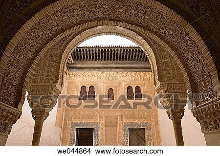 Palacios Nazaries courtyard. Alhambra, Granada, Andaluc? a, Spain. View Large Photo Image Picture - Palacios Nazaries courtyard. Alhambra, Granada, Andaluc? a, Spain.. Fotosearch