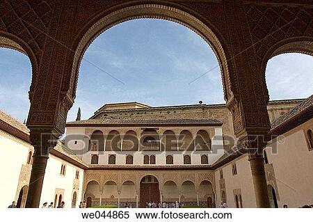 Palacios Nazaries courtyard. Alhambra, Granada, Andaluc? a, Spain. View Large Photo Image Stock Photography - Palacios Nazaries courtyard. Alhambra, Granada, Andaluc? a, Spain.. Fotosearch