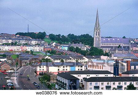 Panoramic view. Derry. Northern Ireland. View Large Photo Image Stock Photograph - Panoramic view. Derry. Northern Ireland.. Fotosearch