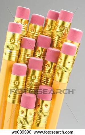 Pencils with eraser tops View Large Photo Image Stock Image - Pencils with eraser tops. Fotosearch