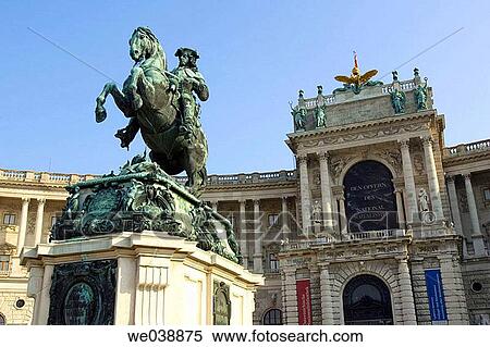 Stock Photography - Prince Eugene Statue in Front of National Library at the Hofburg Complex, Vienna, Austria. Fotosearch